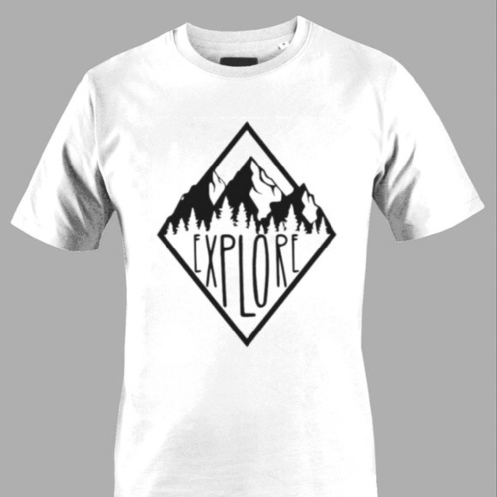 Explore White Cotton T Shirt